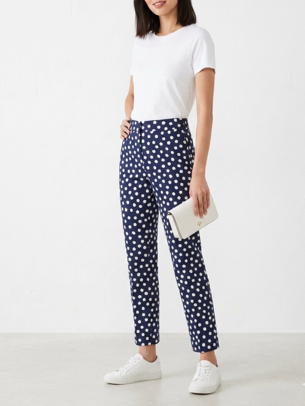 ✨KATE SPADE New York Navy Floral Pants Chic Designer Polka Dot Flower Trouser❤️